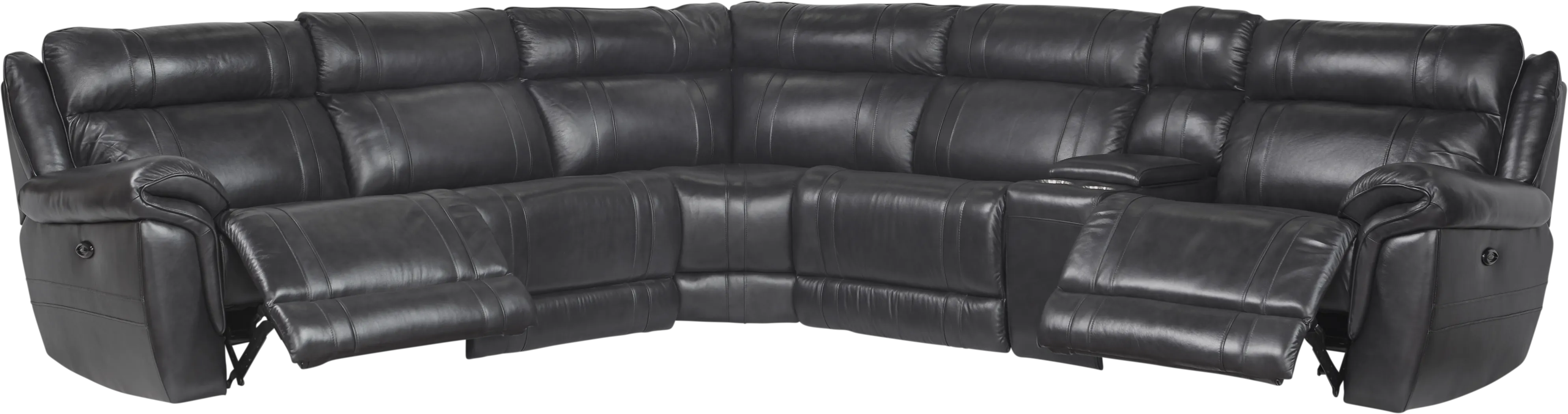 Martino Black 6 Pc Leather Power Reclining Sectional - Thumbnail - Image 3