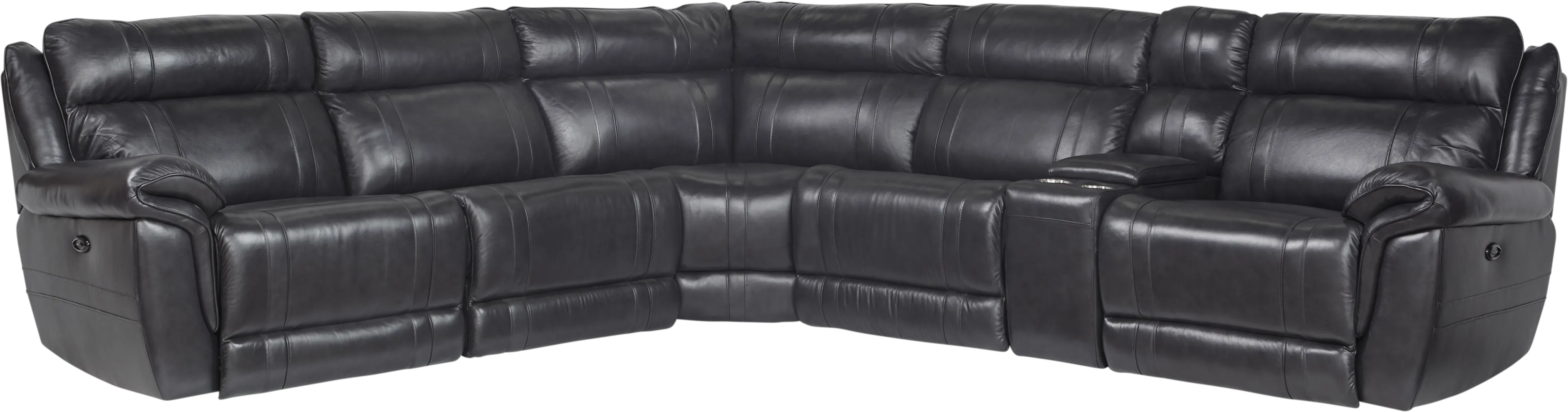 Martino Black 6 Pc Leather Reclining Sectional - Thumbnail - Image 1