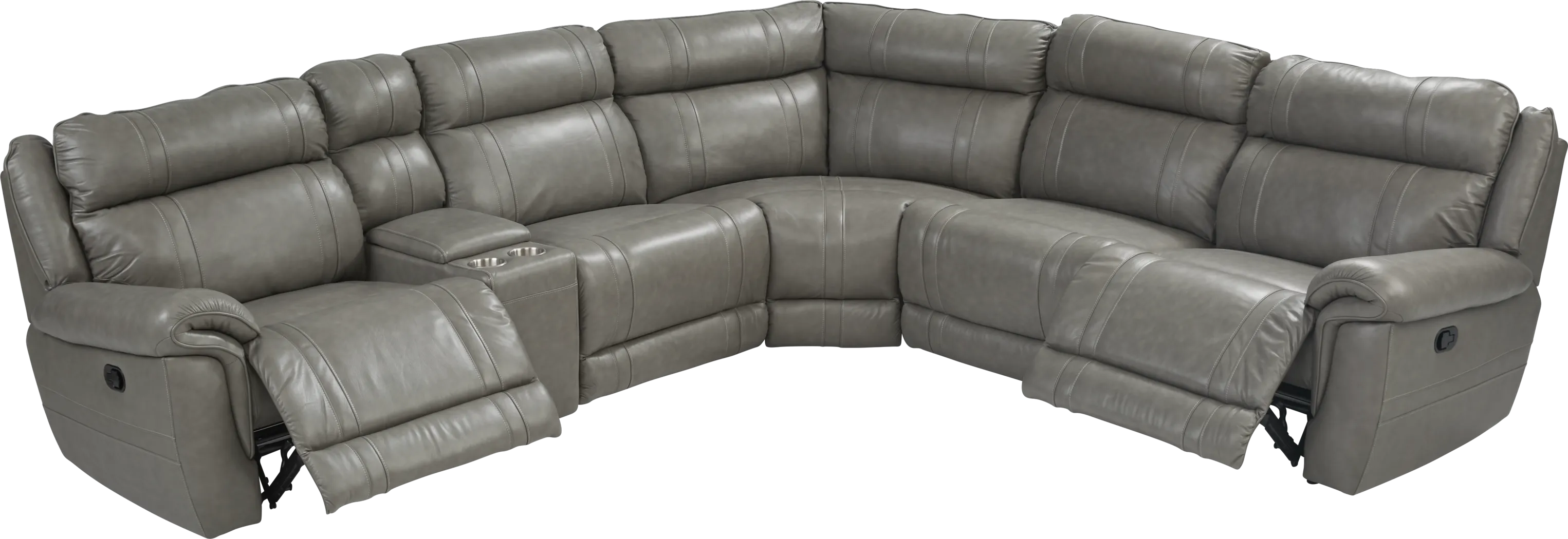 Martino Gray 6 Pc Leather Reclining Sectional - Thumbnail - Image 3