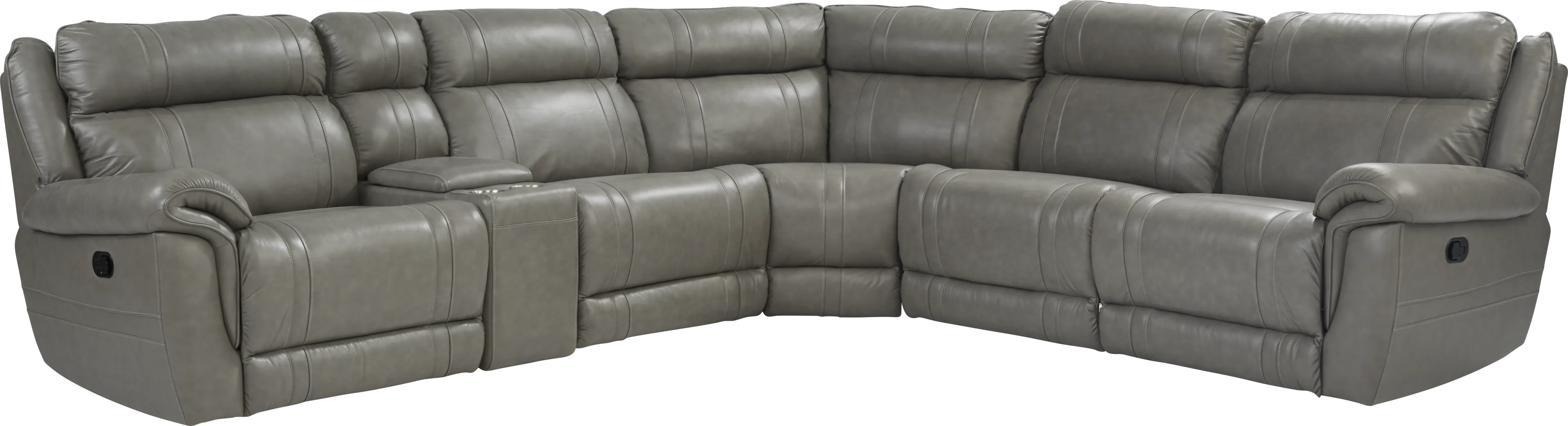 Martino Gray 6 Pc Leather Reclining Sectional - Thumbnail - Image 1