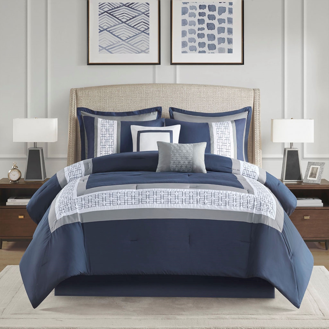 Marwin Blue 8pc Cal King Comforter Set - Thumbnail - Image 9