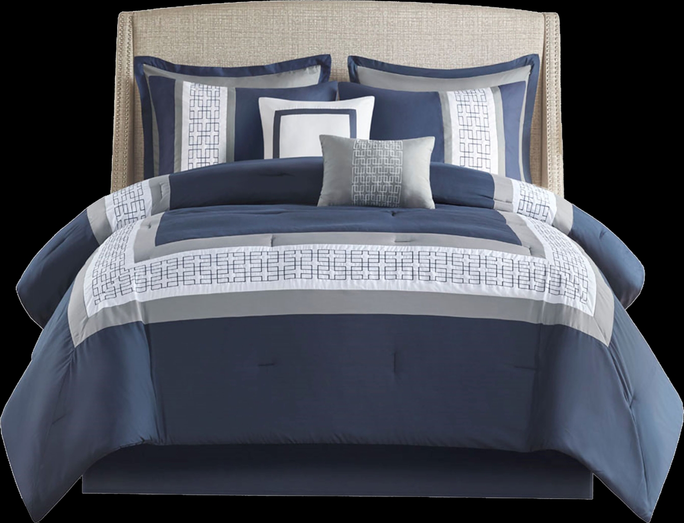 Marwin Blue 8pc Cal King Comforter Set - Thumbnail - Image 1