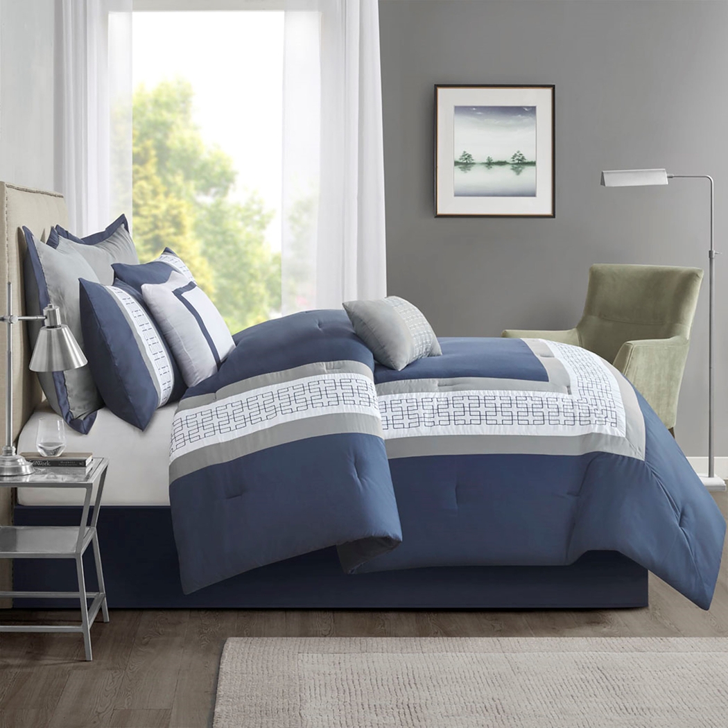 Marwin Blue 8pc Queen Comforter Set - Thumbnail - Image 3