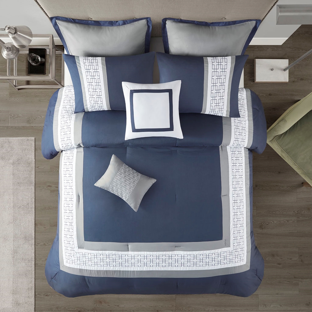 Marwin Blue 8pc Queen Comforter Set - Thumbnail - Image 4