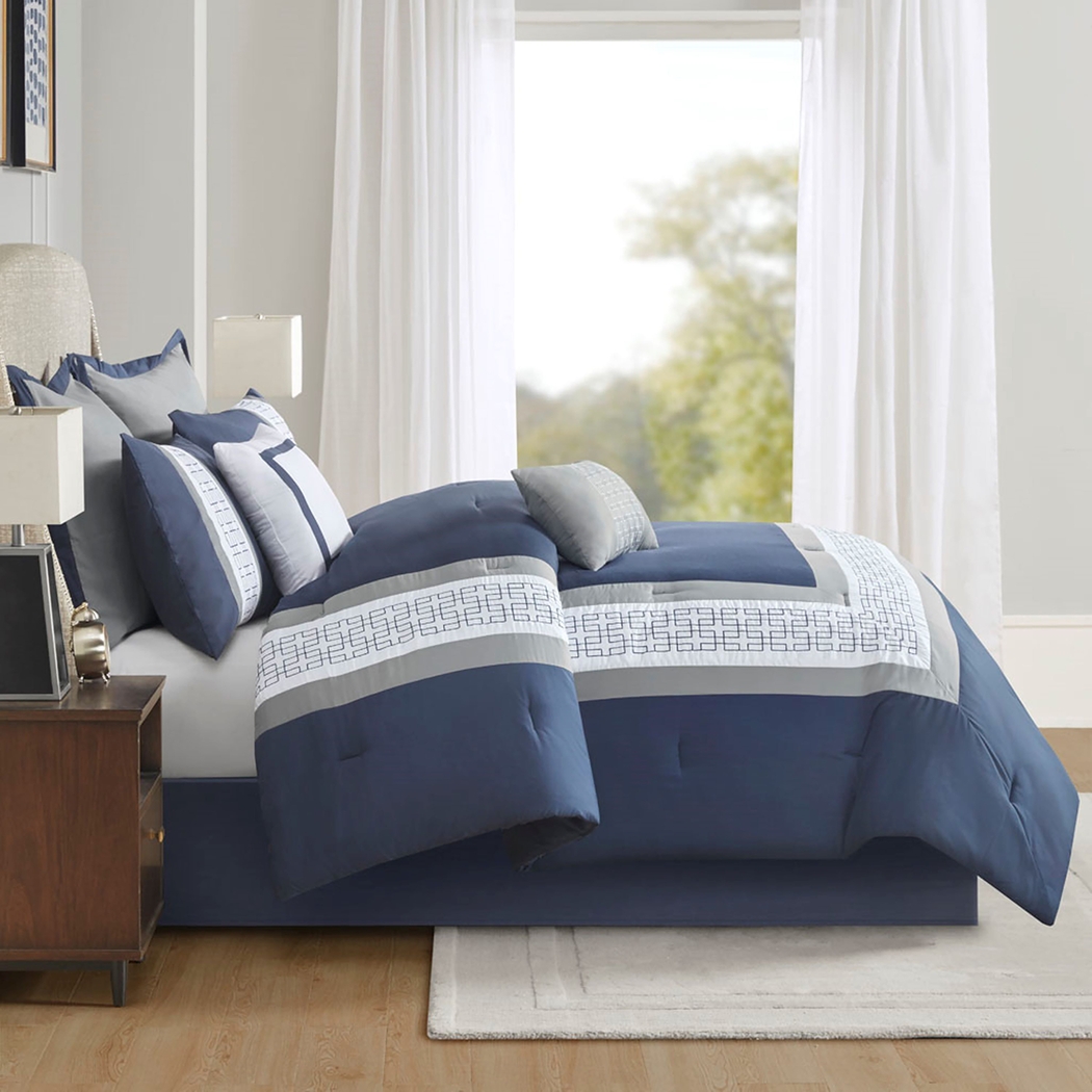 Marwin Blue 8pc Queen Comforter Set - Thumbnail - Image 7