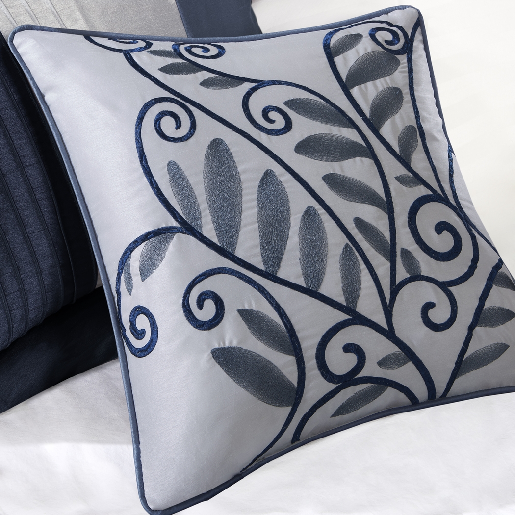 Maryn Navy 7 Pc King Comforter Set - Thumbnail - Image 2