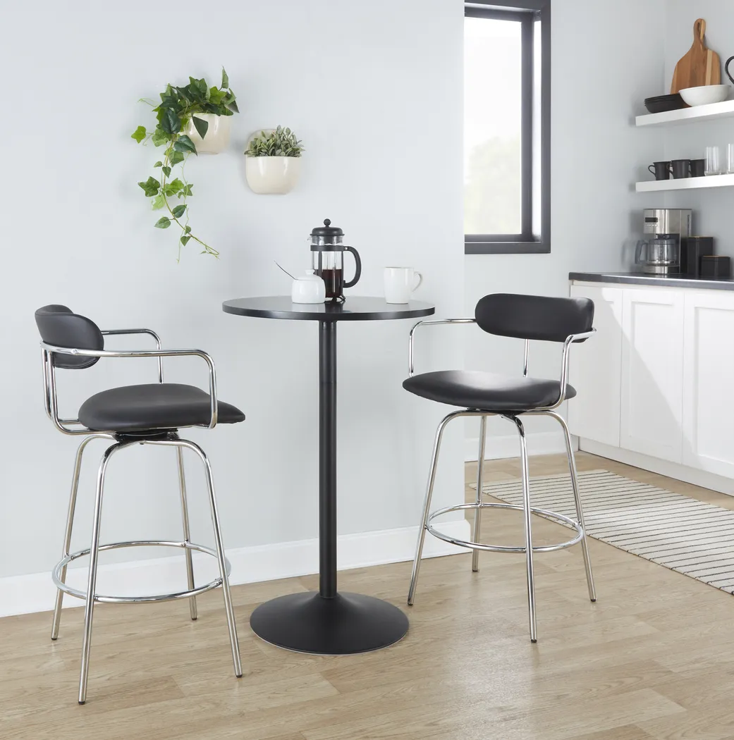 Marysa Black Counter Height Stool, Set of 2 - Thumbnail - Image 2