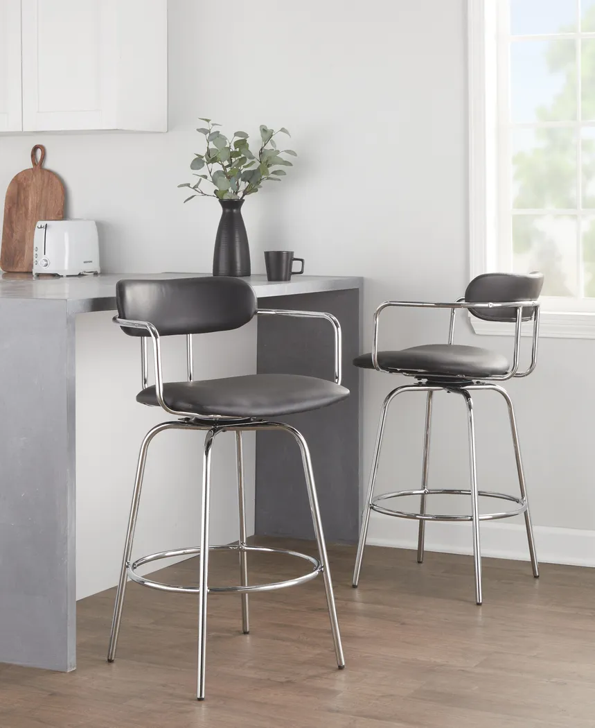 Marysa Black Counter Height Stool, Set of 2 - Thumbnail - Image 3