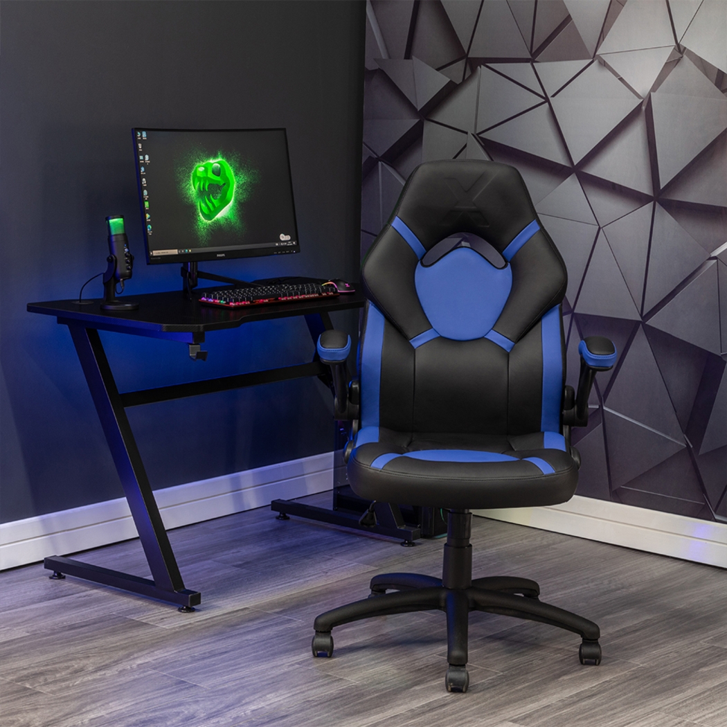 Masdon Black/Blue Office Chair - Thumbnail - Image 2