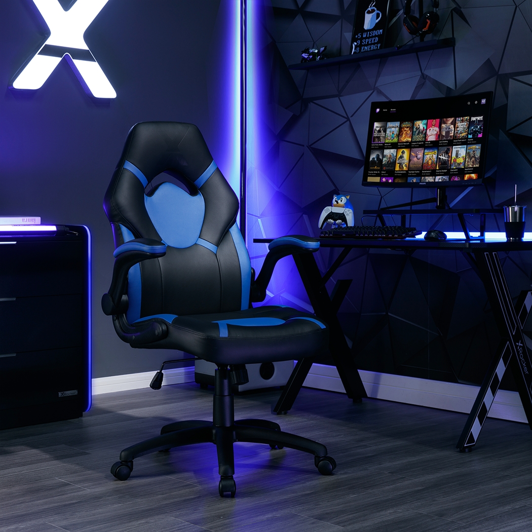 Masdon Black/Blue Office Chair - Thumbnail - Image 4
