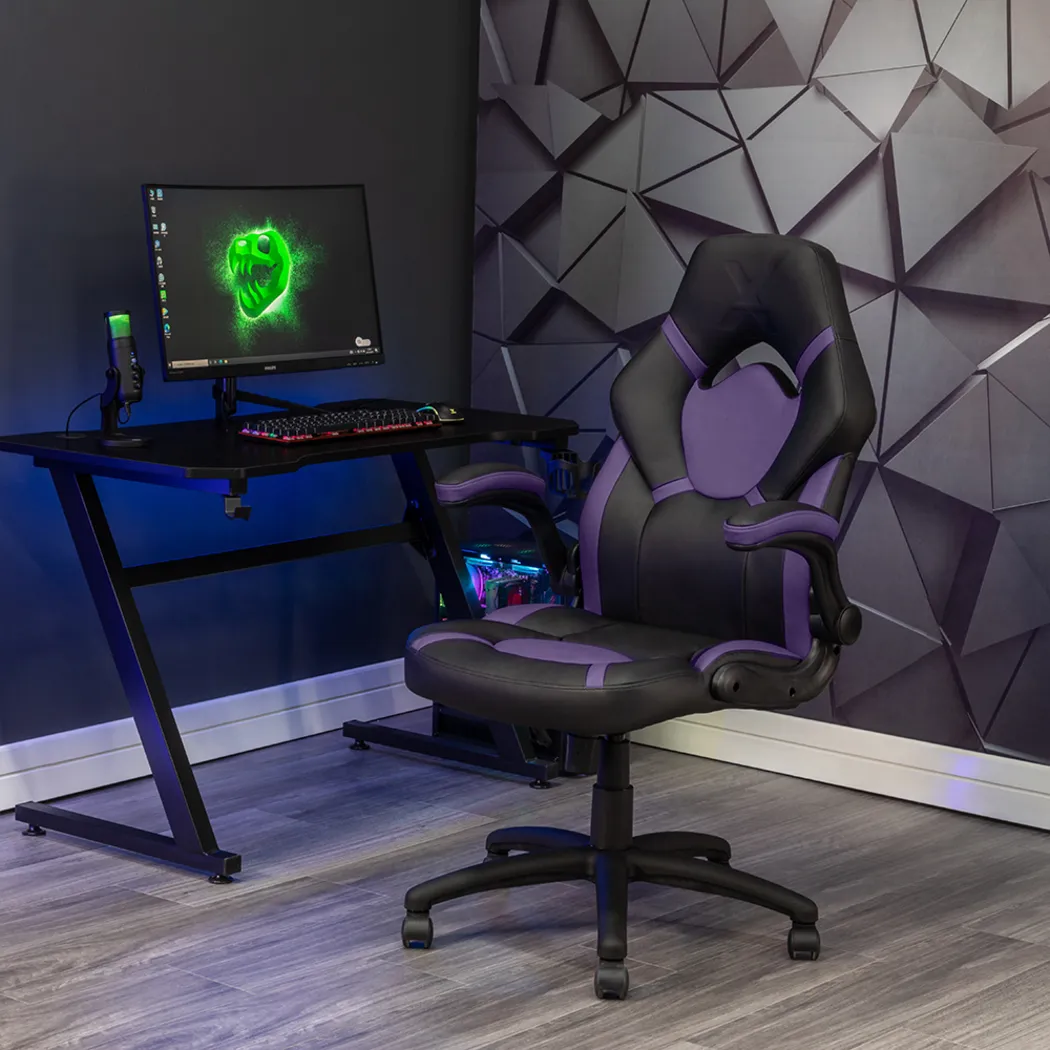 Masdon Black/Purple Office Chair - Thumbnail - Image 2
