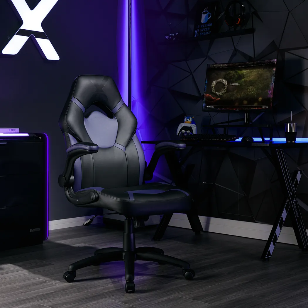 Masdon Black/Purple Office Chair - Thumbnail - Image 3