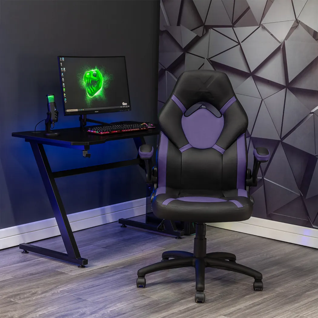 Masdon Black/Purple Office Chair - Thumbnail - Image 5