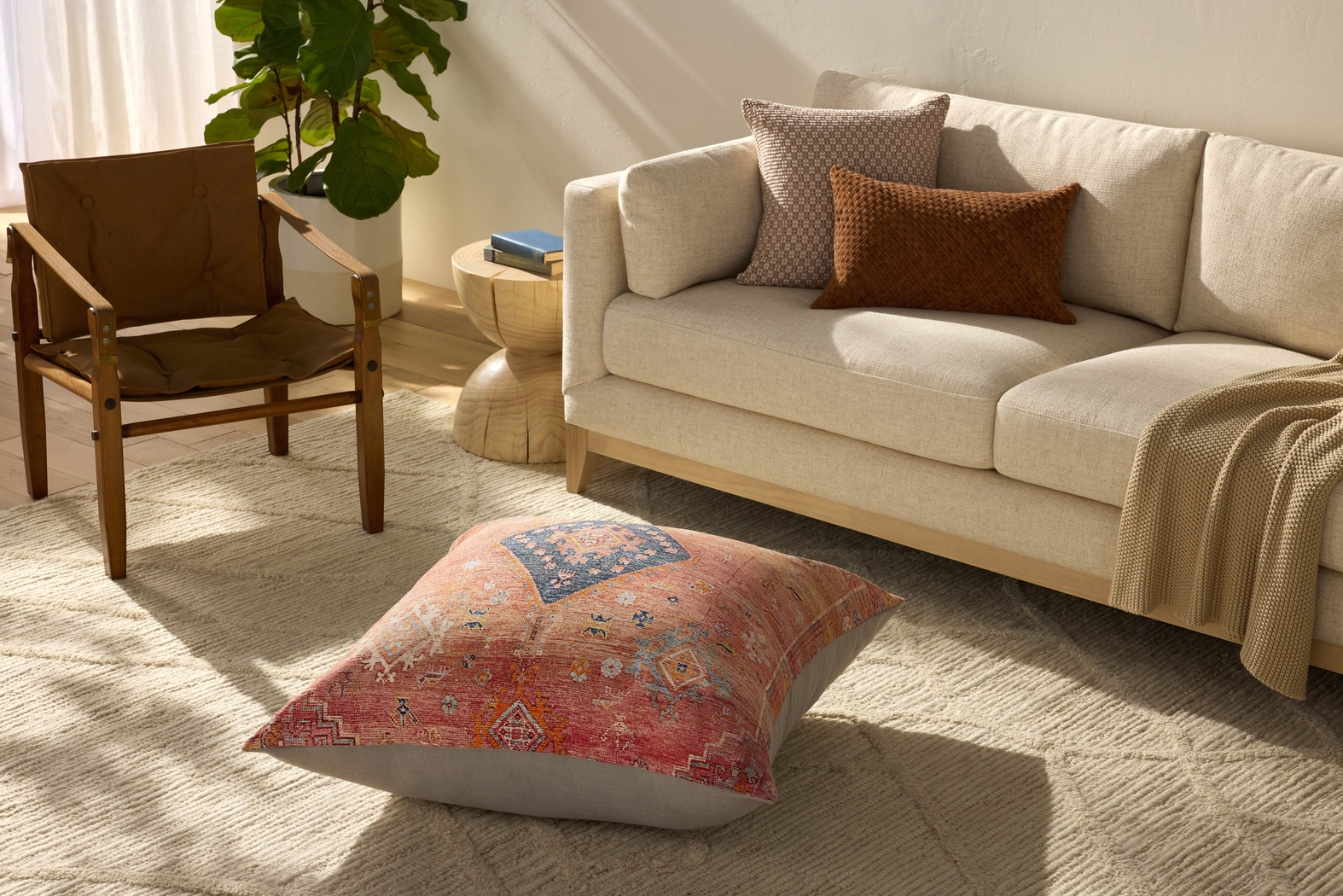 Masha Coral Floor Pillow - Thumbnail - Image 2