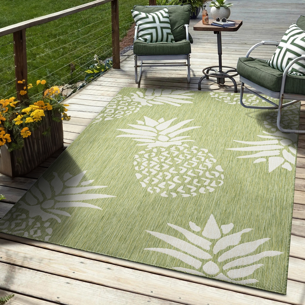 Matarane Green 7'9 x 9'9 Indoor/Outdoor Rug - Thumbnail - Image 2