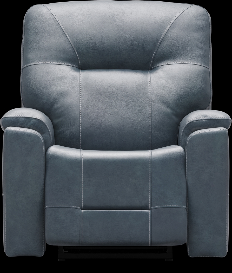 Matthews Cove Blue Leather Triple Power Recliner - Thumbnail - Image 2