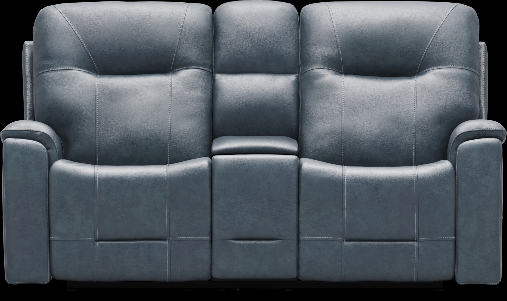 Matthews Cove Blue Leather Triple Power Reclining Console Loveseat - Thumbnail - Image 4