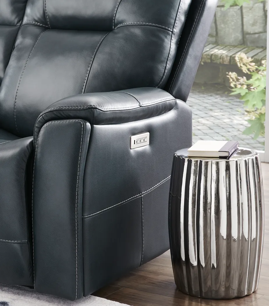 Matthews Cove Blue Leather 8 Pc Triple Power Reclining Living Room - Thumbnail - Image 6