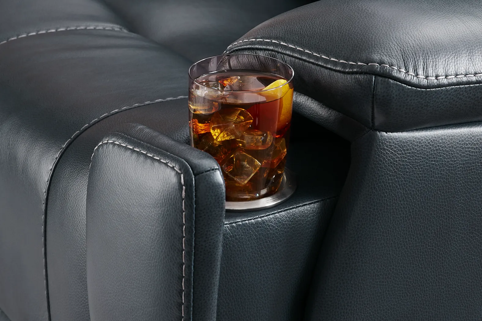 Matthews Cove Blue Leather 8 Pc Triple Power Reclining Living Room - Thumbnail - Image 7