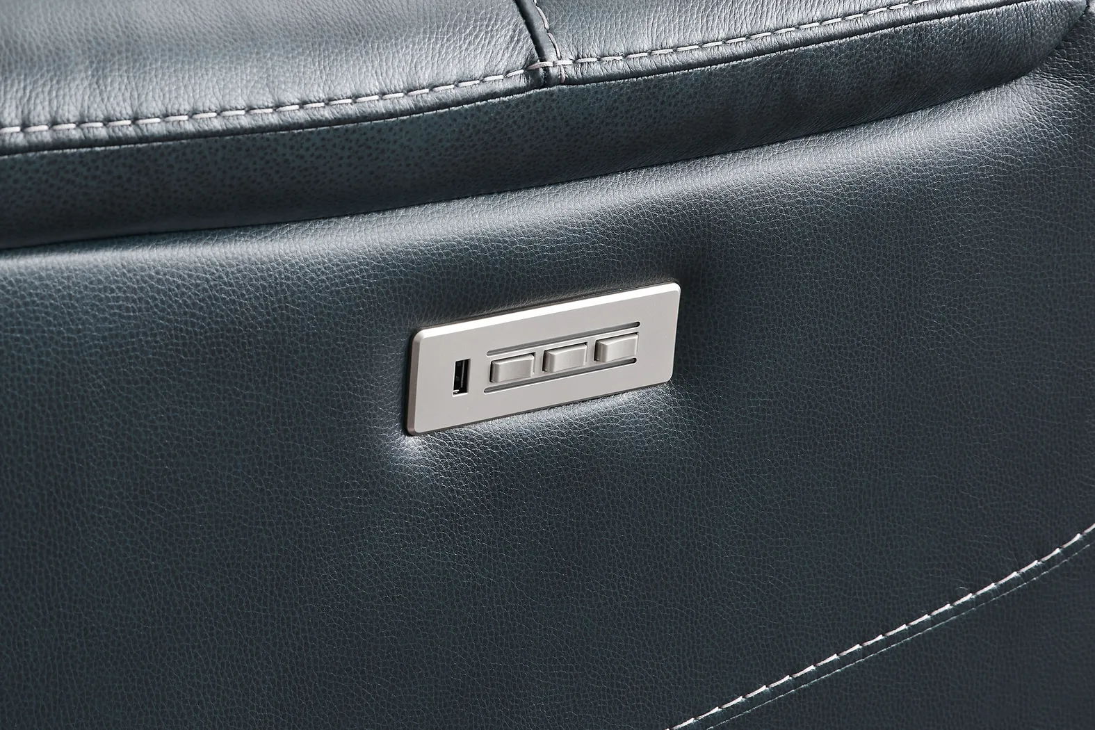 Matthews Cove Blue Leather 8 Pc Triple Power Reclining Living Room - Thumbnail - Image 8