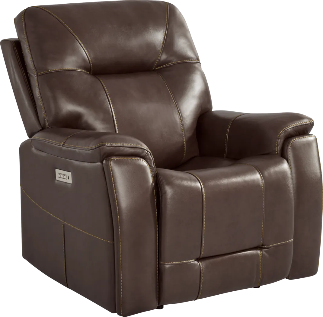Matthews Cove Brown Leather Triple Power Recliner - Thumbnail - Image 2