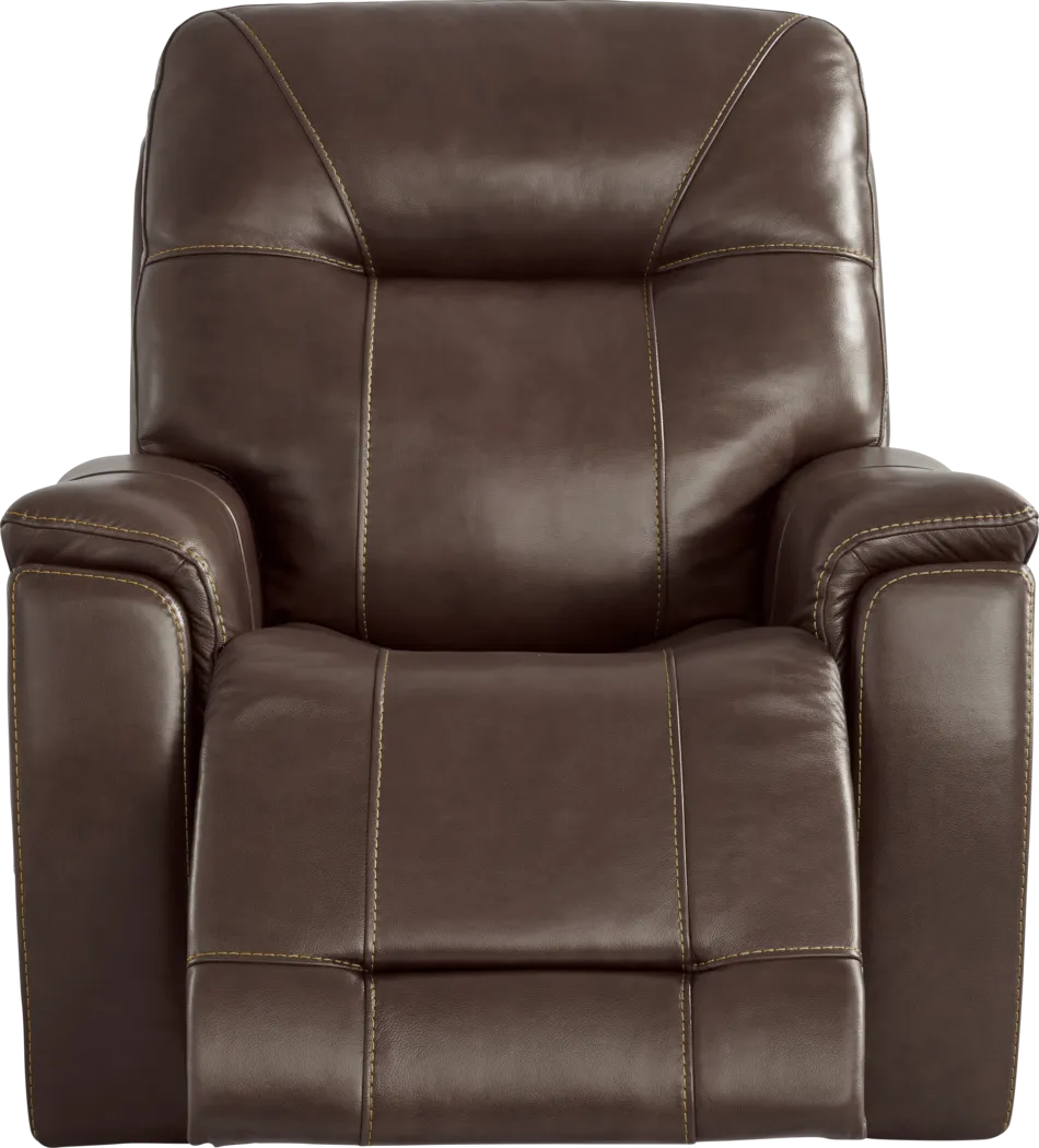 Matthews Cove Brown Leather Triple Power Recliner - Thumbnail - Image 4
