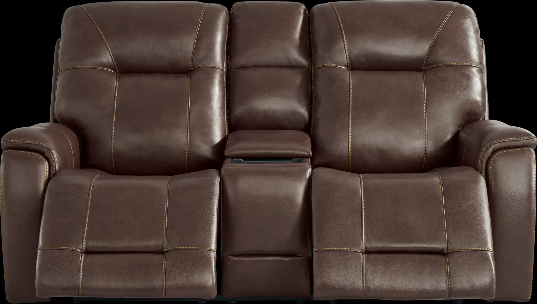 Matthews Cove Brown Leather Triple Power Reclining Console Loveseat - Thumbnail - Image 3