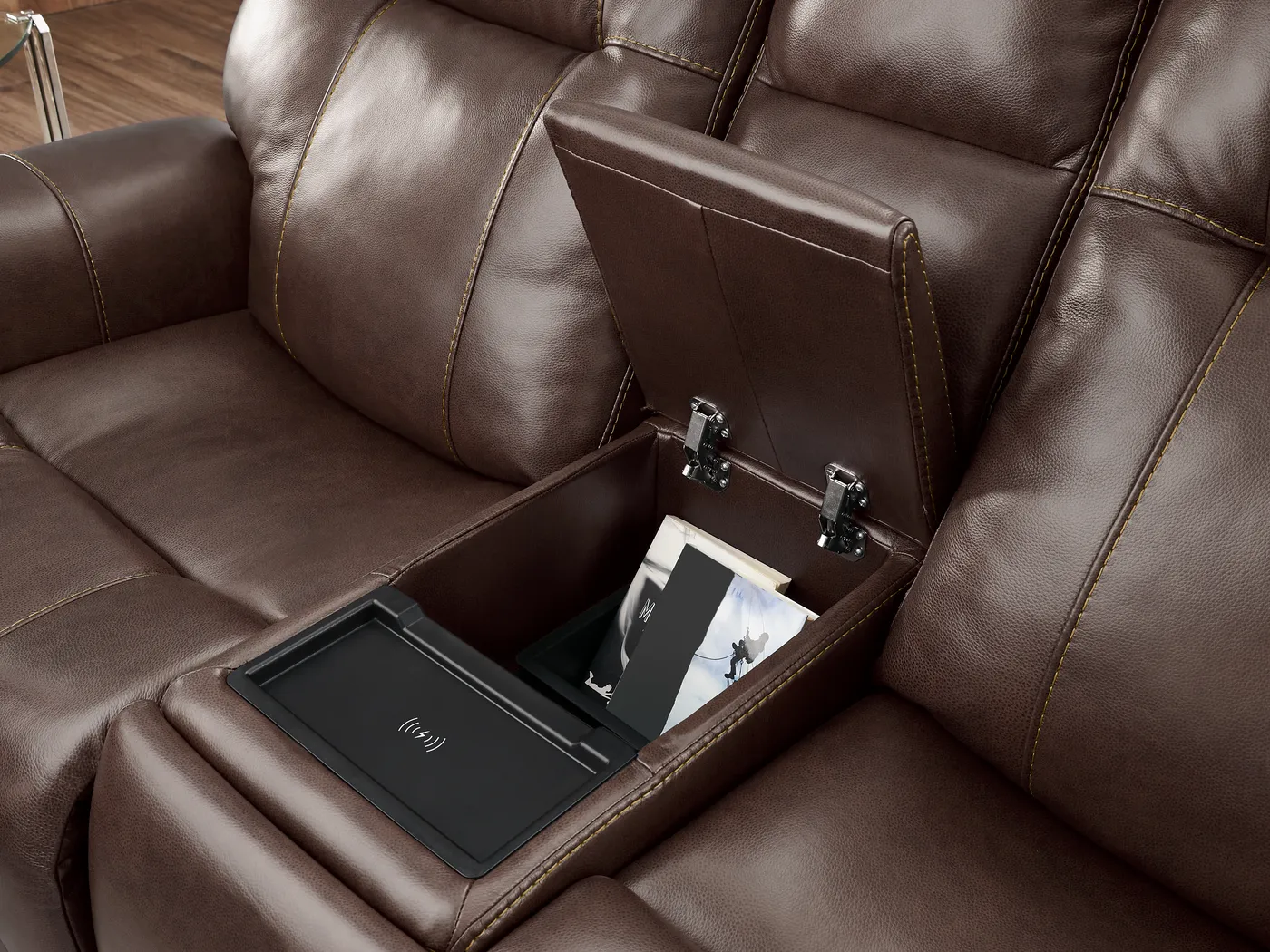 Matthews Cove Brown Leather 7 Pc Triple Power Reclining Living Room - Image 9