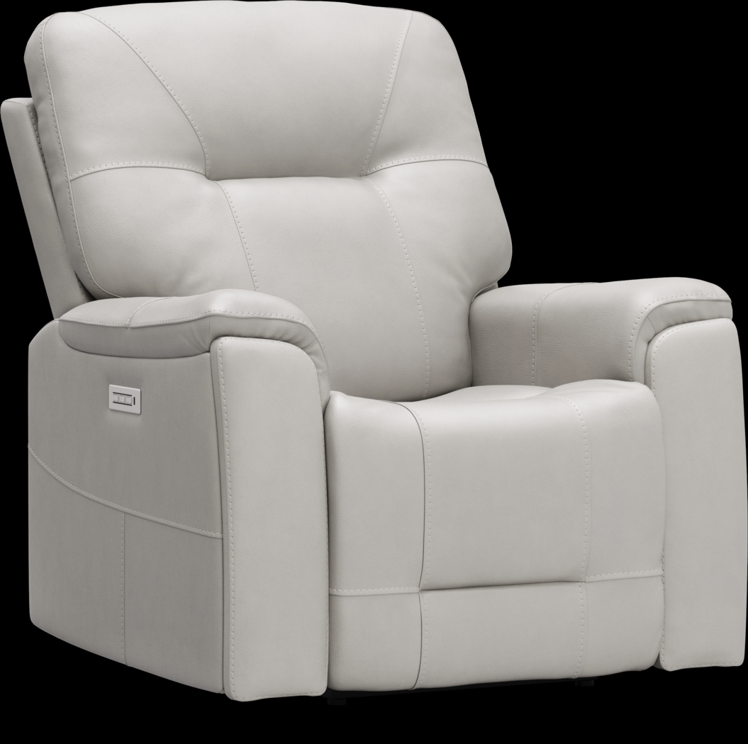 Matthews Cove Dove Gray Leather Triple Power Recliner - Thumbnail - Image 3