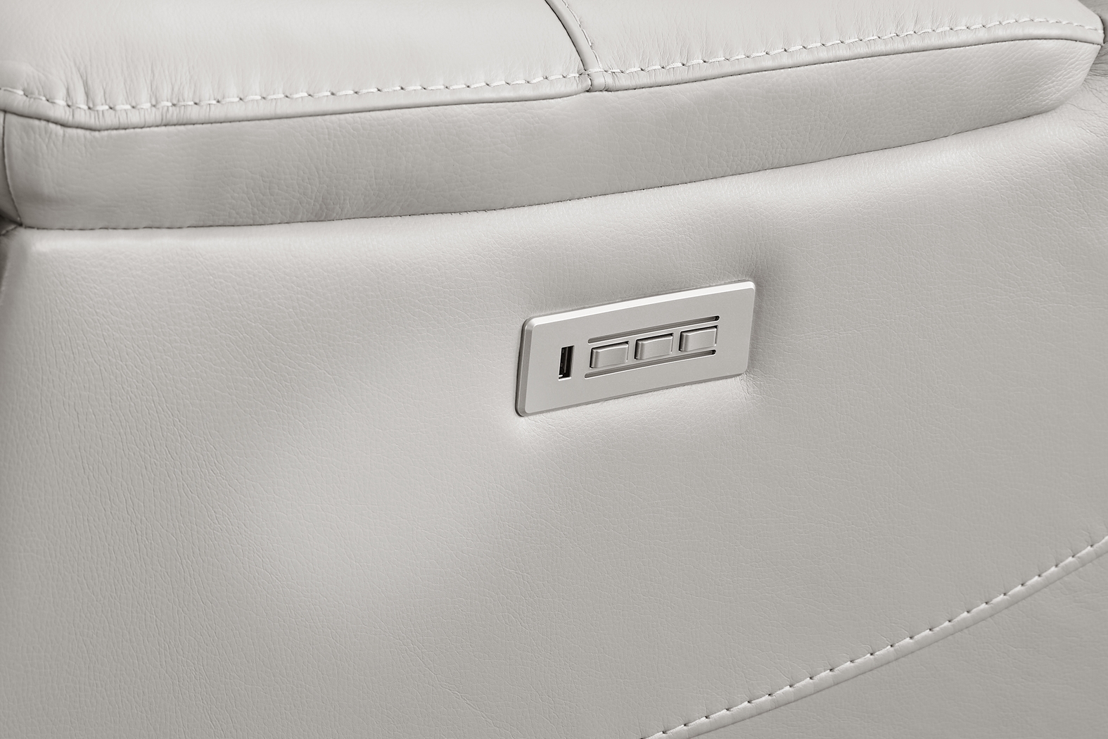 Matthews Cove Dove Gray Leather Triple Power Recliner - Thumbnail - Image 4