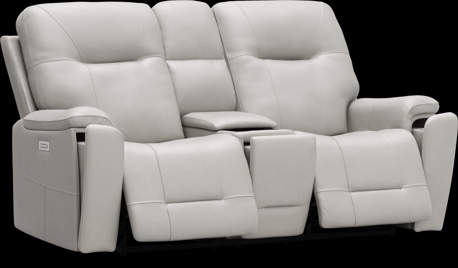 Matthews Cove Dove Gray Leather 5 Pc Triple Power Reclining Living Room - Thumbnail - Image 10