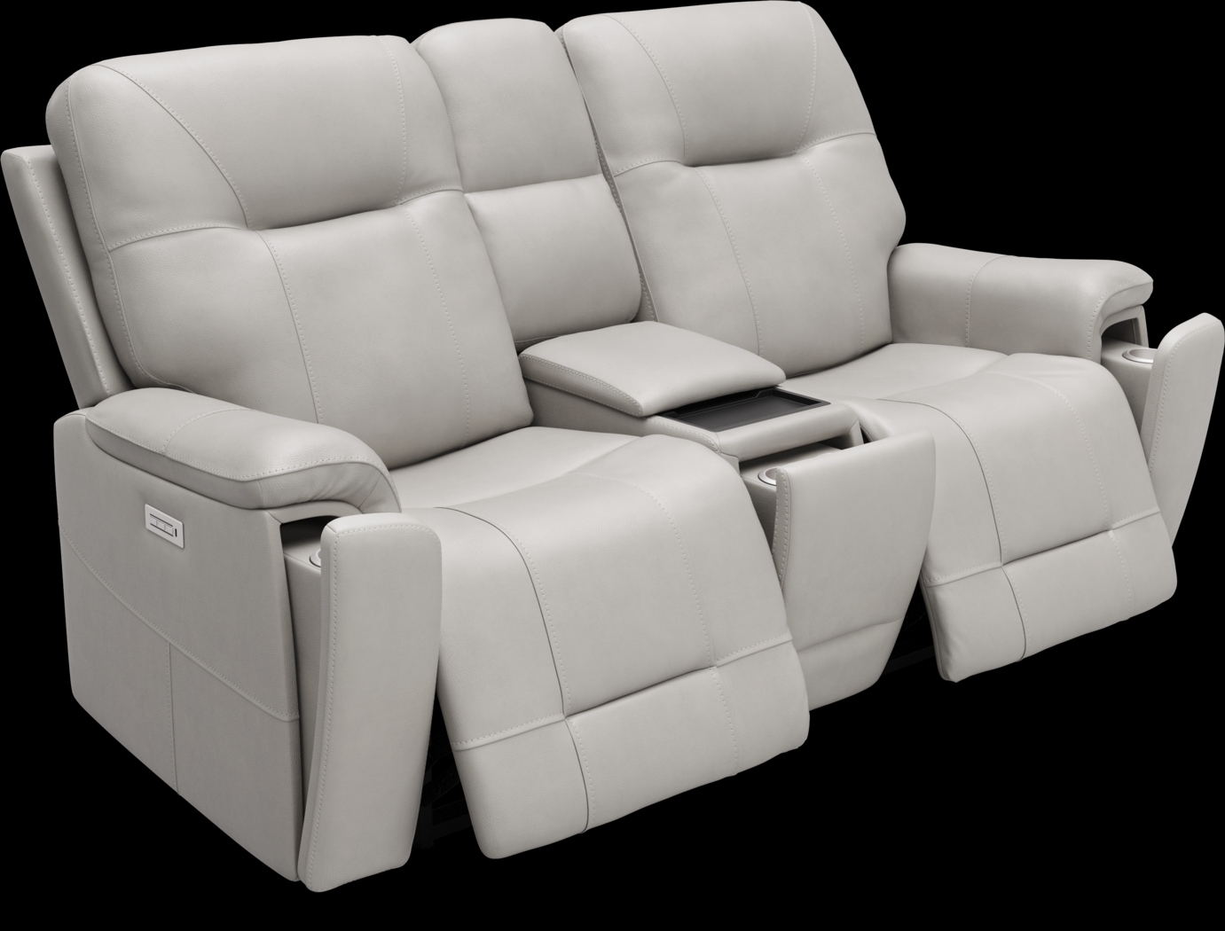 Matthews Cove Dove Gray Leather 5 Pc Triple Power Reclining Living Room - Thumbnail - Image 12