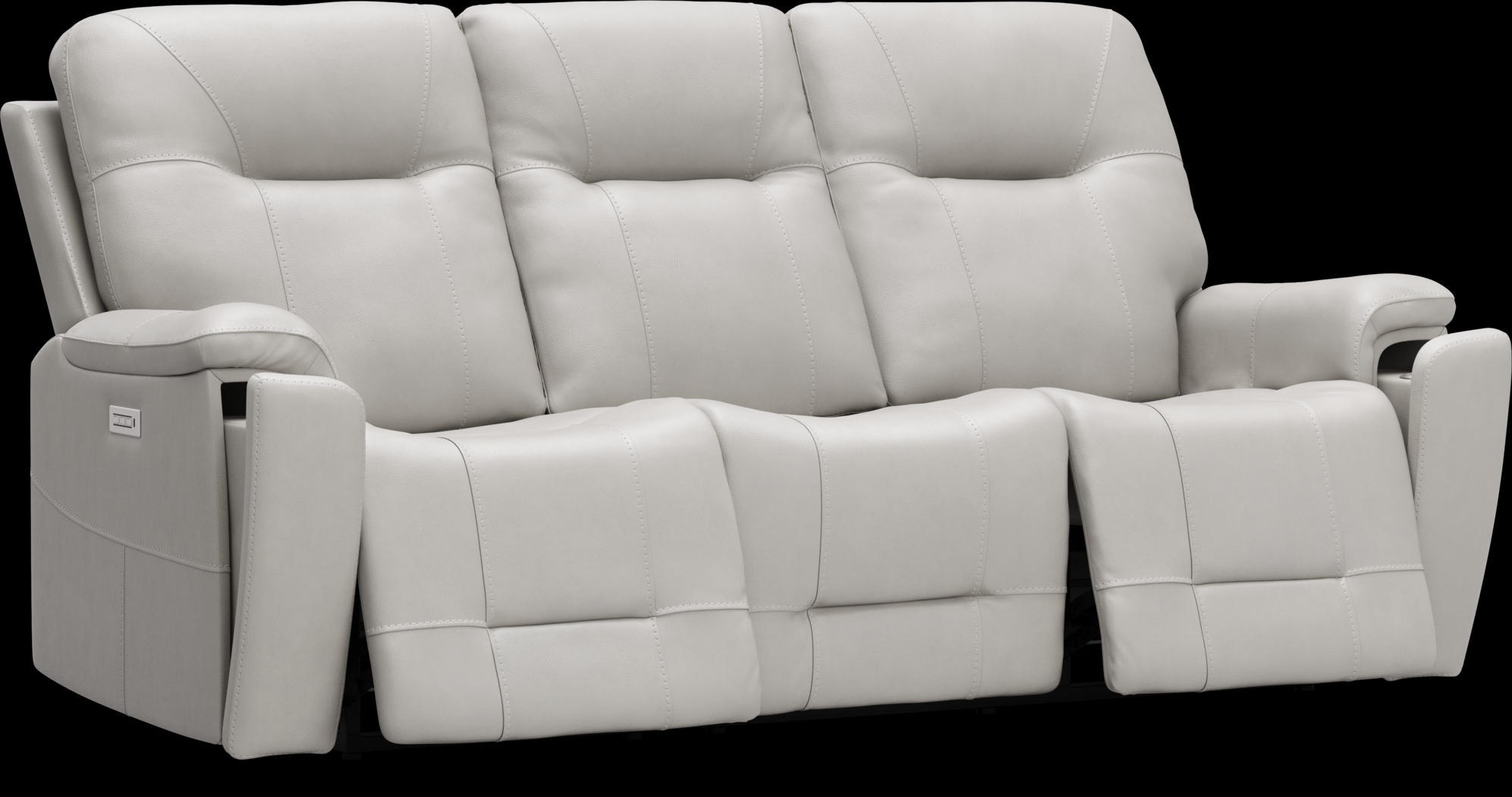 Matthews Cove Dove Gray Leather 2 Pc Triple Power Reclining Living Room - Thumbnail - Image 3