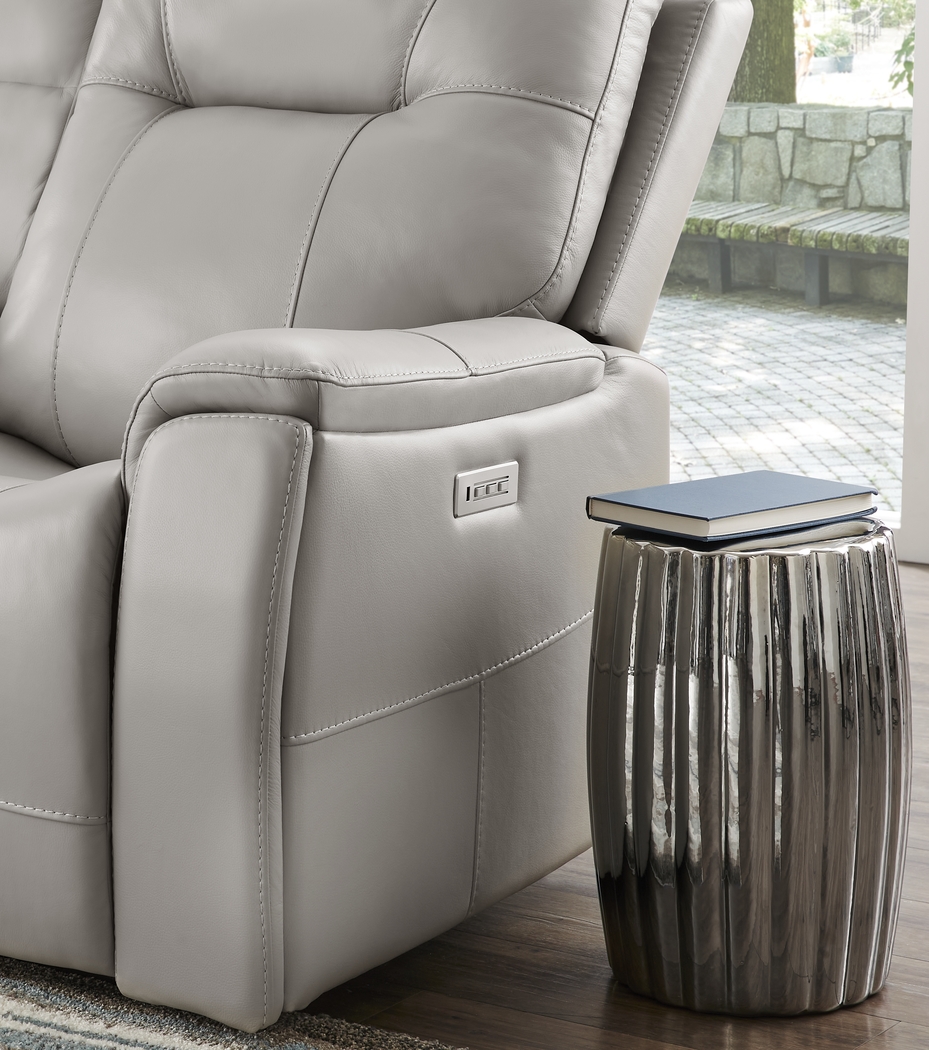 Matthews Cove Dove Gray Leather 5 Pc Triple Power Reclining Living Room - Thumbnail - Image 6