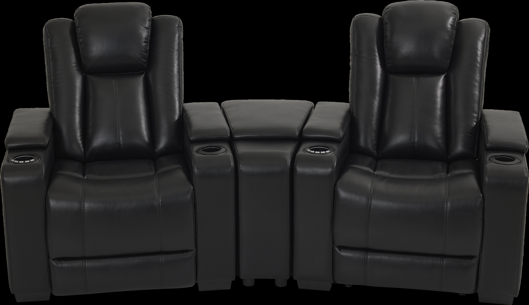 Maverick Black 3 Pc Dual Power Reclining Home Theater Sectional - Thumbnail - Image 3