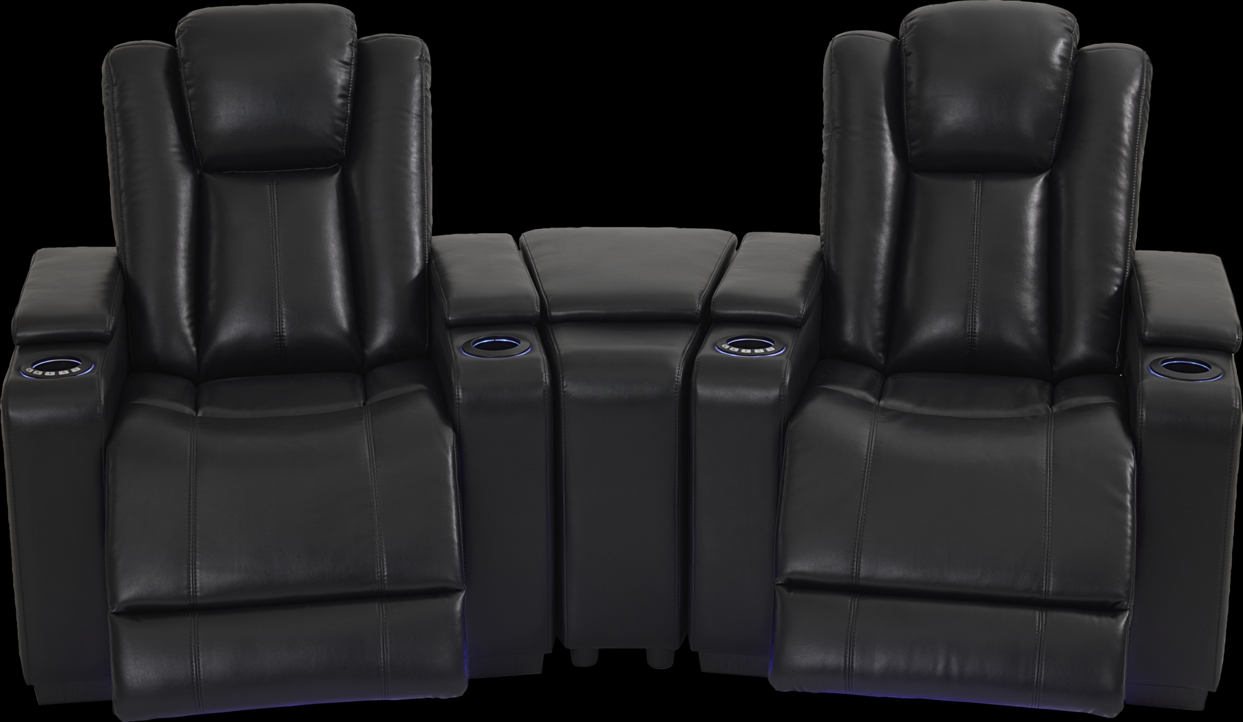 Maverick Black 3 Pc Dual Power Reclining Home Theater Sectional - Thumbnail - Image 1