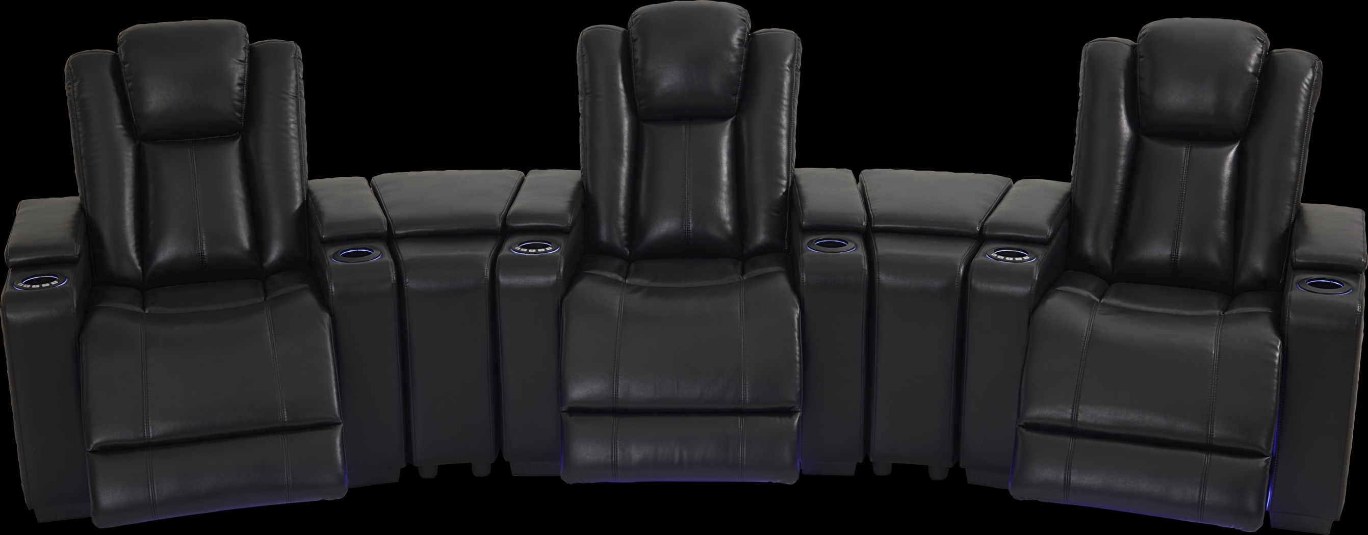 Maverick Black 5 Pc Dual Power Reclining Home Theater Sectional - Thumbnail - Image 1