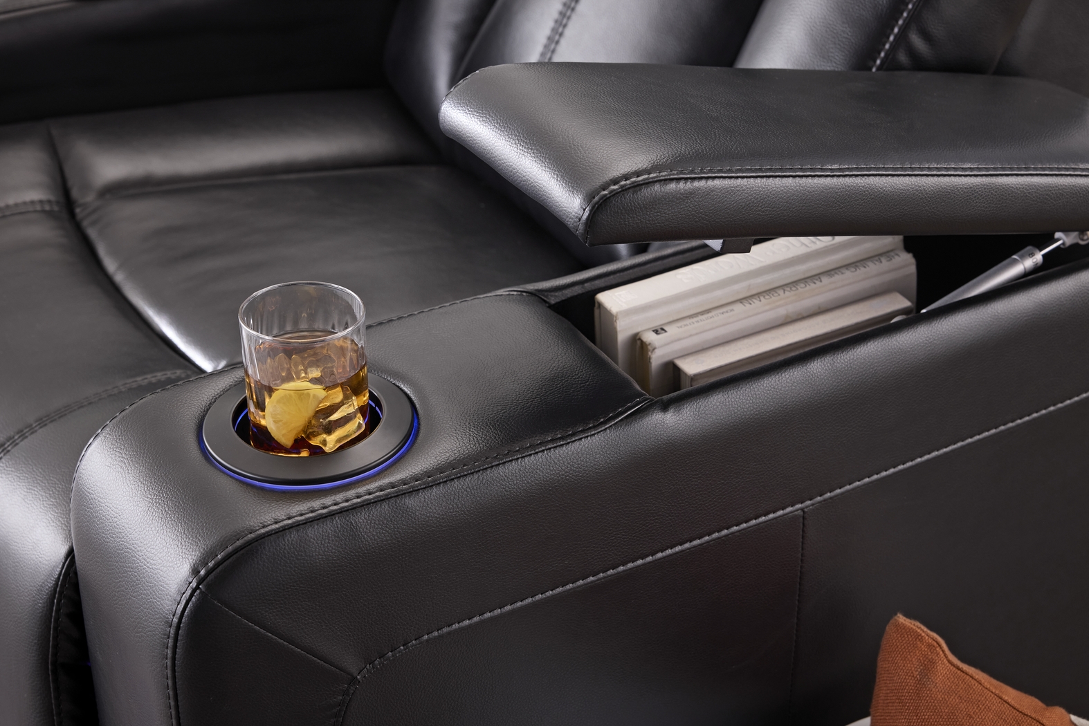 Maverick Black 5 Pc Dual Power Reclining Home Theater Sectional - Thumbnail - Image 4