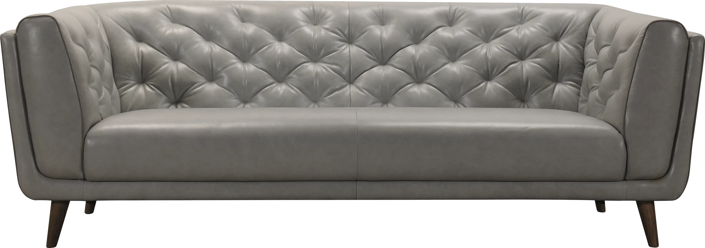 Maverick Place Gray Leather Sofa - Thumbnail - Image 1
