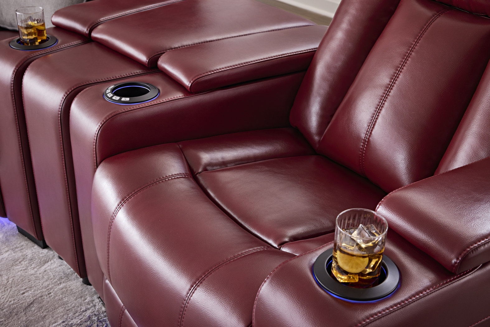 Maverick Red 3 Pc Dual Power Reclining Home Theater Sectional - Thumbnail - Image 5