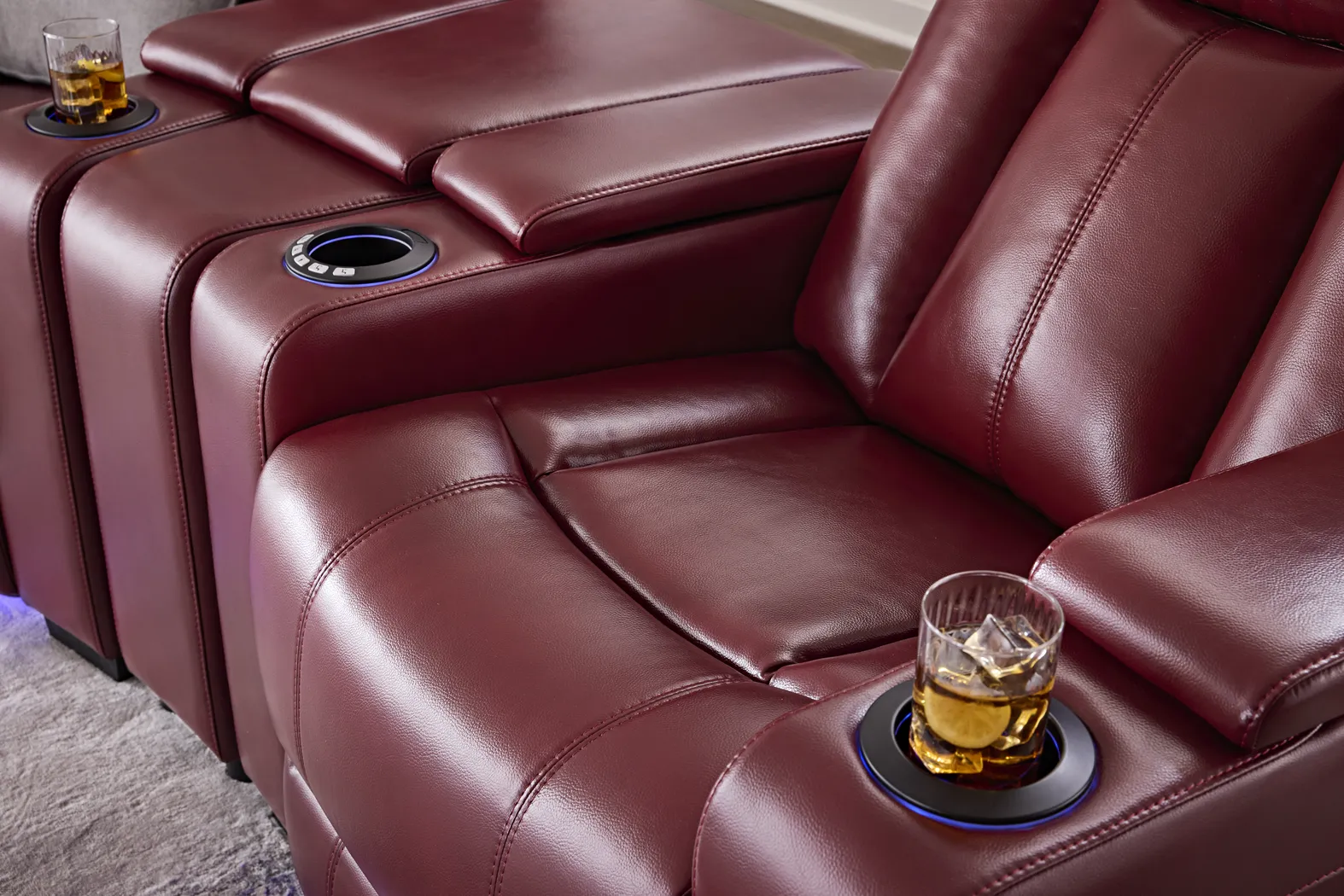 Maverick Red 5 Pc Dual Power Reclining Home Theater Sectional - Thumbnail - Image 7