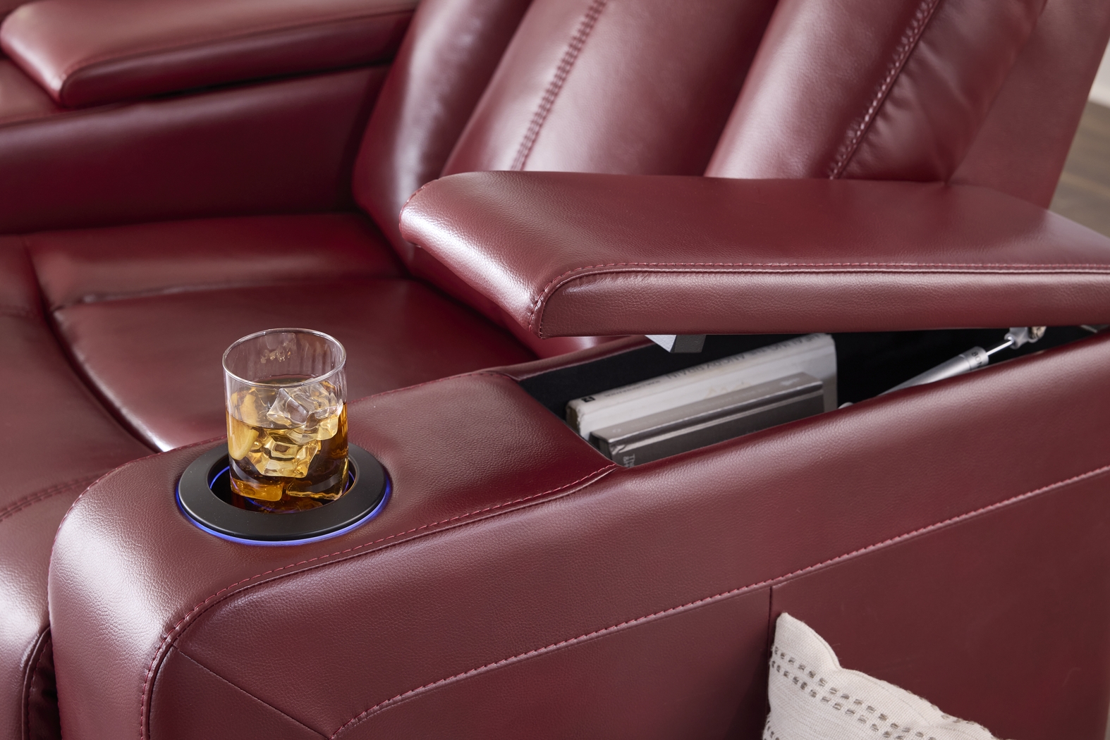 Maverick Red Dual Power Recliner - Thumbnail - Image 4