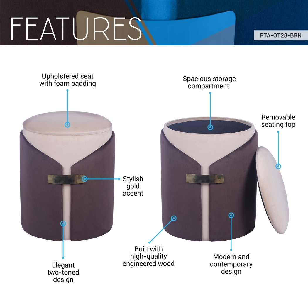 Mavri Brown Storage Ottoman - Thumbnail - Image 5