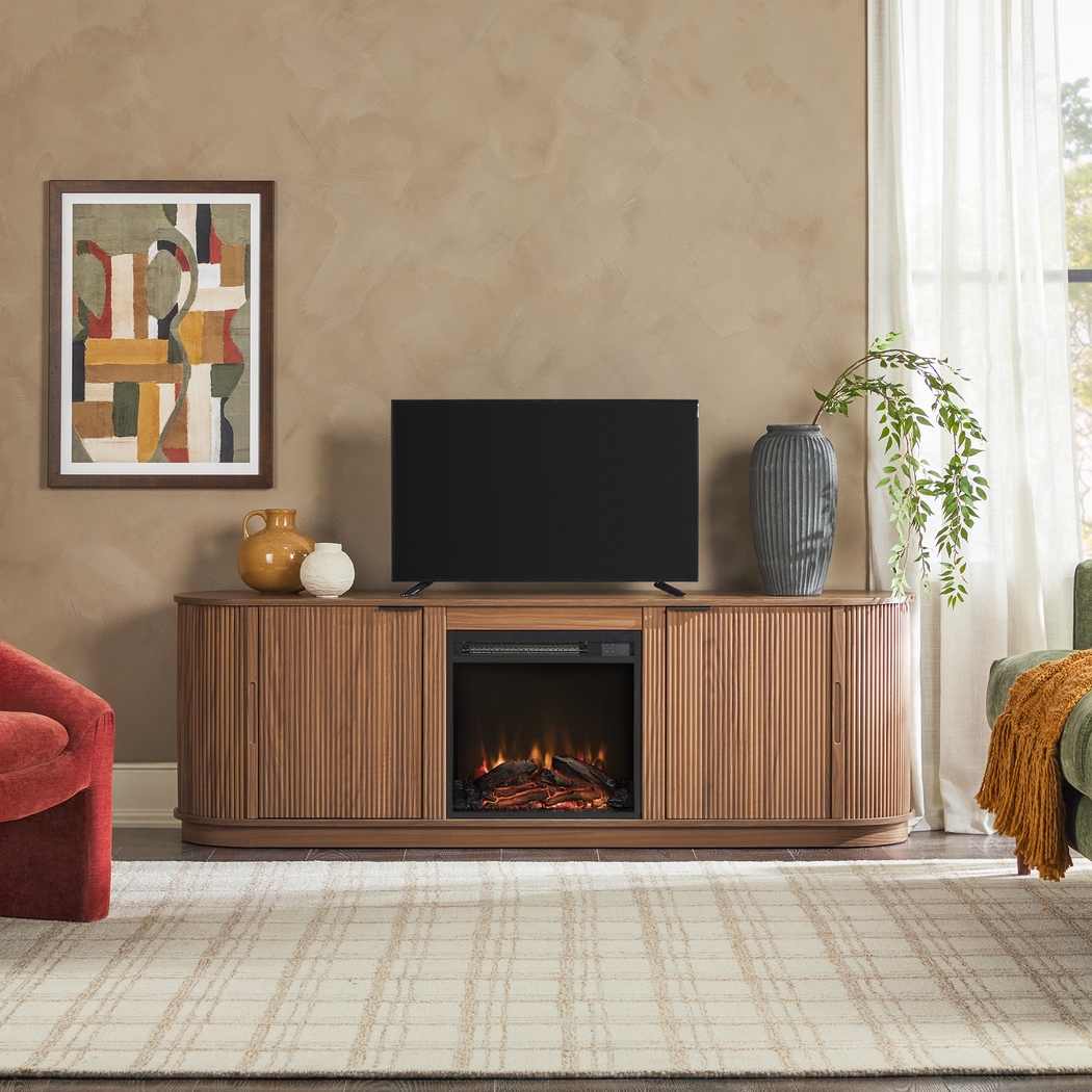 Mayapple Mocha 70 in. Console, With Electric Fireplace - Thumbnail - Image 3