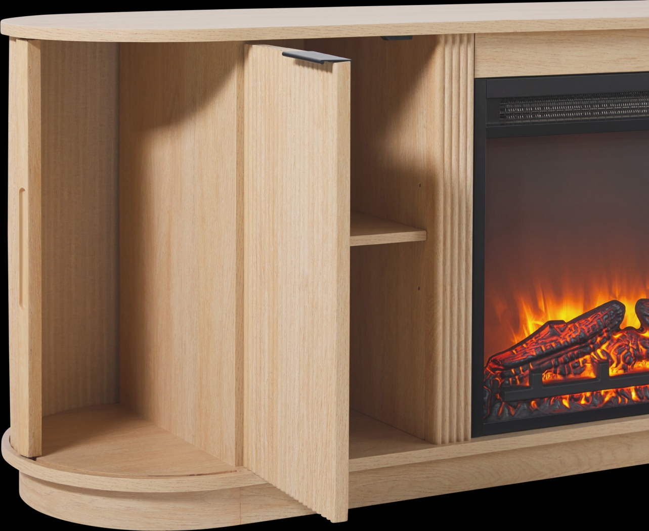 Mayapple Oak 60 in. Console, With Electric Fireplace - Thumbnail - Image 5