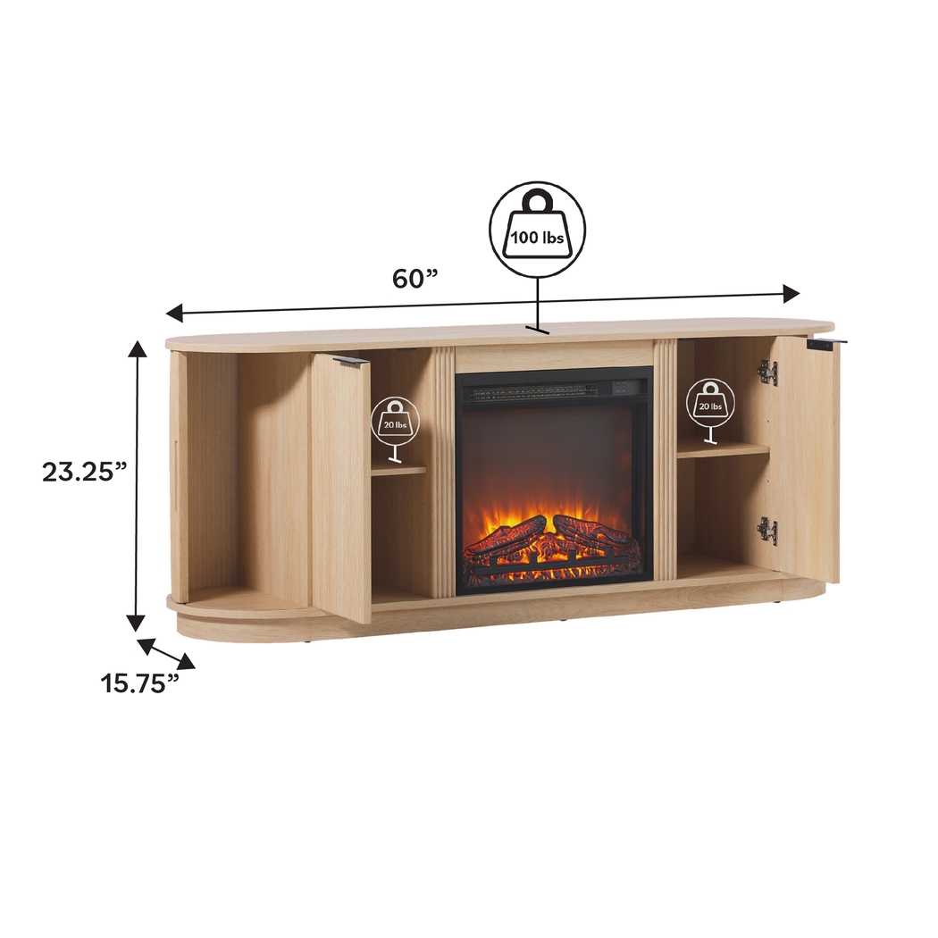 Mayapple Oak 60 in. Console, With Electric Fireplace - Thumbnail - Image 6