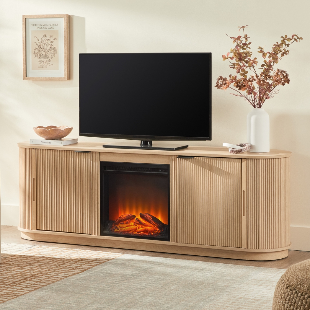 Mayapple Oak 70 in. Console, With Electric Fireplace - Thumbnail - Image 2