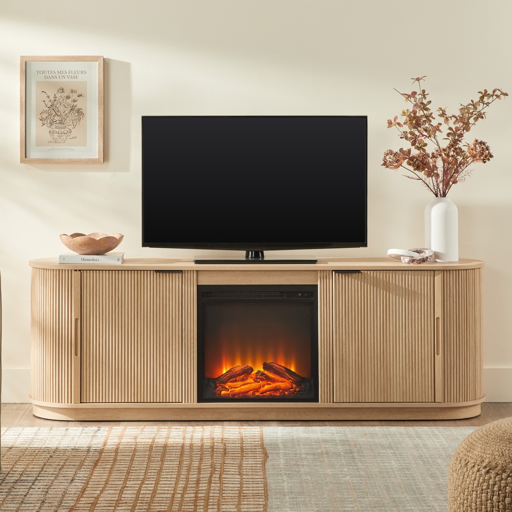 Mayapple Oak 70 in. Console, With Electric Fireplace - Thumbnail - Image 3