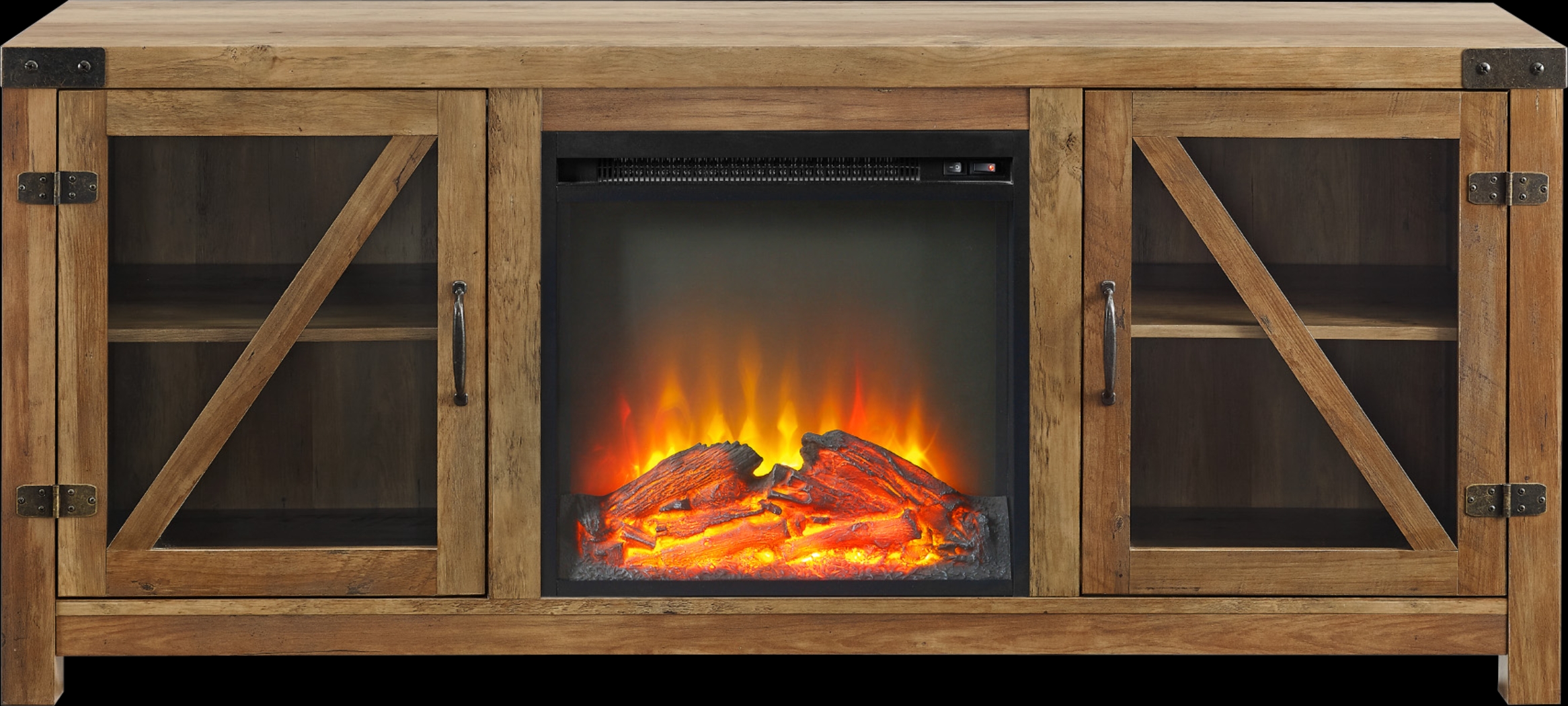 Maytor Barnwood 58 in. Console with Fireplace - Thumbnail - Image 2