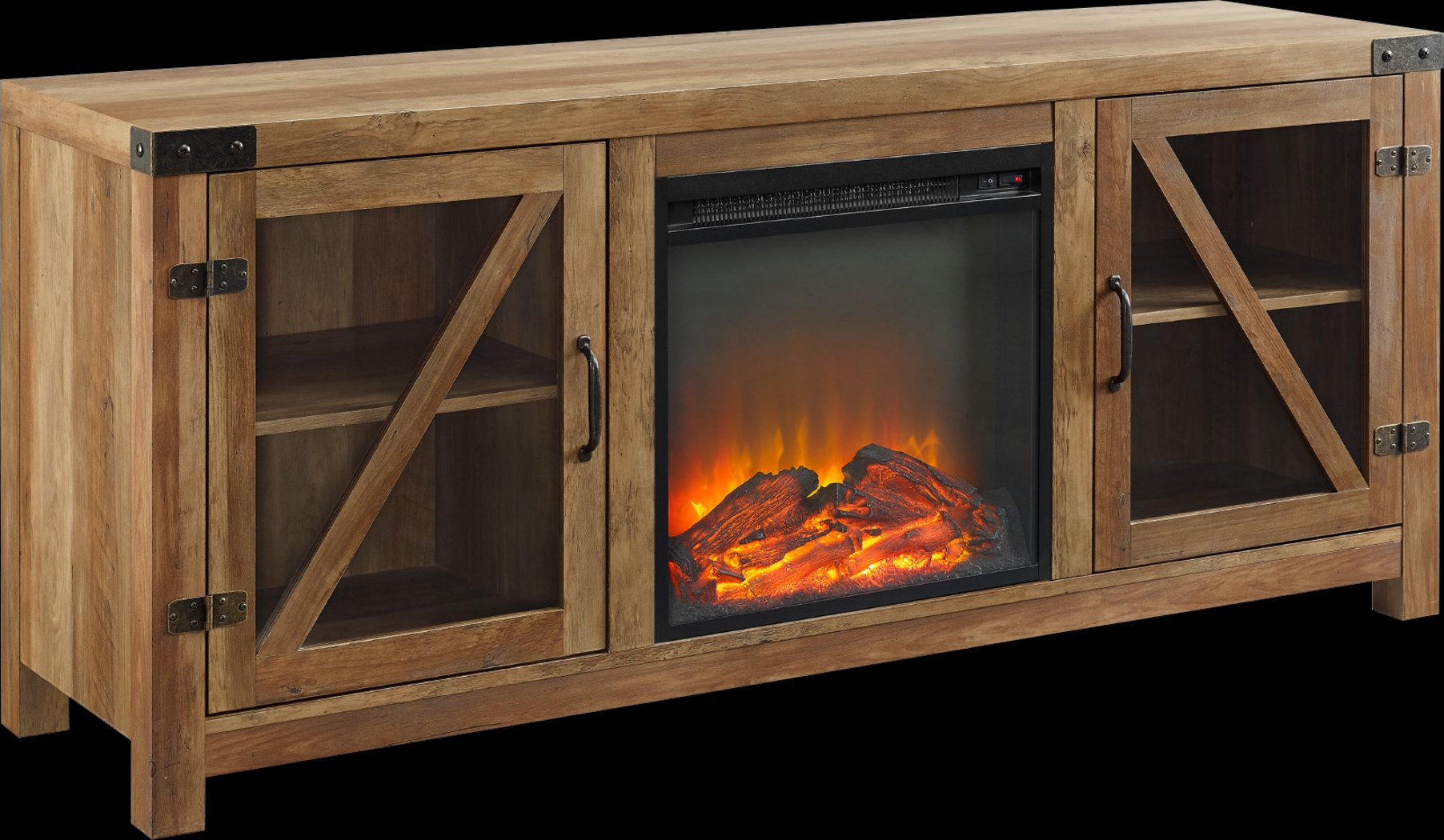 Maytor Barnwood 58 in. Console with Fireplace - Thumbnail - Image 1
